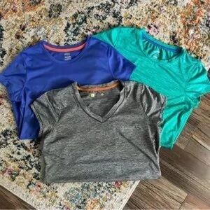 Kids Short-Sleeve Active Tops - Blue, Teal & Gray